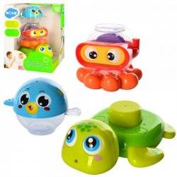 Игра  для купания пирамидка животные с брызгалкой на присоске 3112