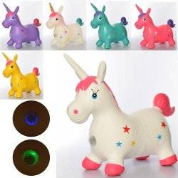  Прыгун Единорог резиновый надувной со звуками и подсветкой  MS 3290