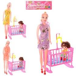 Кукла с ребенком и кроваткой 339-2