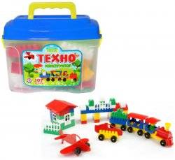 Конструктор "Терминал,  поезд и домик" 107 деталей 3640 Технок в саквояже