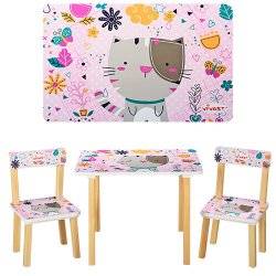 Детский стол и 2 стула розовыq Котик 501-5 Vivast, Украина 