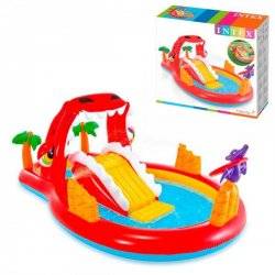 Игровой центр Динозавр бассейн с горкой и душем 169 л 57160 Intex