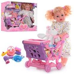 Кукла с коляской и мишкой мягкотелая "Дочки-матери" 60662
