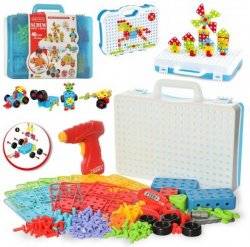 Мозаика на шурупах+ шуруповерт 200 деталей в чемодане 661-360