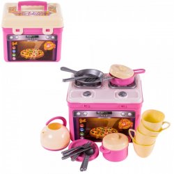 Кухня детская с посудкой в чемоданчике розовая Адель 816 Орион