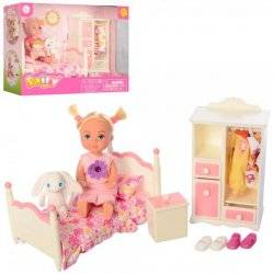 Мебель спальня + кукла с нарядом и игрушкой 8392 DEFA