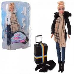 Кукла DEFA в теплой одежде с чемоданом 8424-BF 