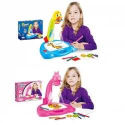 Проектор 3в1 досточка для рисования +лампа со слайдами+фломастеры 8785-8681