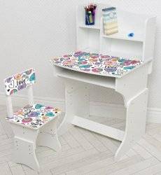 Парта детская со стулом Сердечки регулируемая высота 904-115
