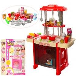  Кухня детская игровая  "Стильная хозяюшка" красная или розовая со звуковыми и световыми эффектами 922-14-15