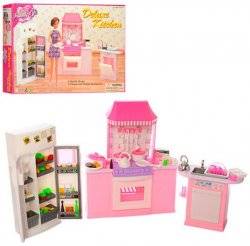 Кухня, холодильник, мойка + посуда для кукол 9986