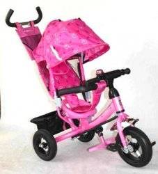 Велосипед Azimut Trike Air с надувными колесами BC-17B розовый Baby Club с регулируемой спинкой