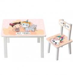 Детский стол и стул для творчества  Девочка и единорог BSM2K-18 Girl and unicorn