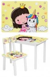 Детский стол и стул  для творчества  Принцесса и единорог BSM2K-31 Princess and Unicorn 