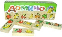 Домино деревянное с картинками в ассортименте "Томик" игрушки, Россия Мятая коробка