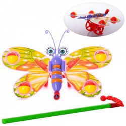 Каталка-бабочка на палочке W882-11 машет крыльями