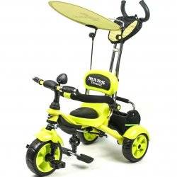 Велосипед Mars Trike трехколесный с родительской ручкой салатовый KR 01. НОВИНКА!!