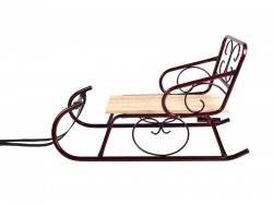 Санки детские металлические ажурные бордовые Смерека 