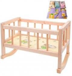 Кроватка деревянная игрушечная + постель ВП-002/1 Винни Пух